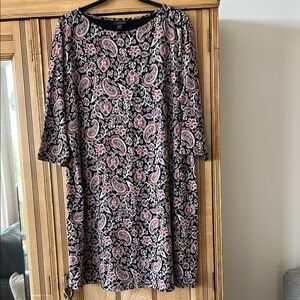 J. Jill Black and Pink Patterned Dress XL Petite